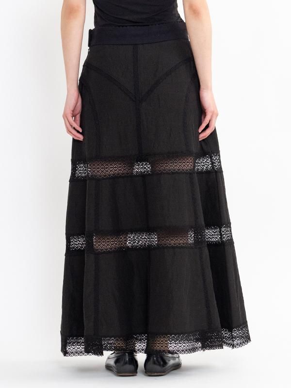 【高額売筋】 LACE PANELED MAXI SKIRT-レースパネルマキシスカート-FETICO スカート