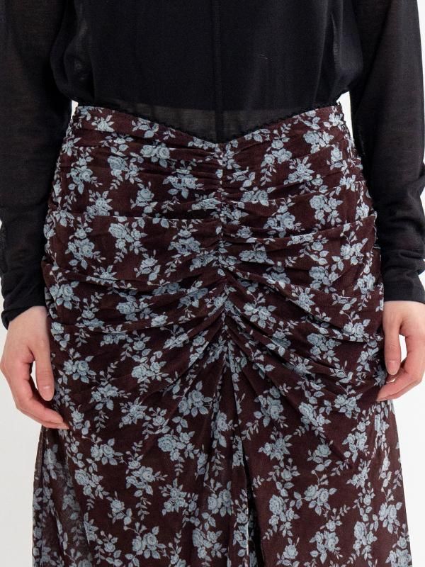 ROSE VELVET TULLE GATHERED SKIRT-ローズベルベットチュール