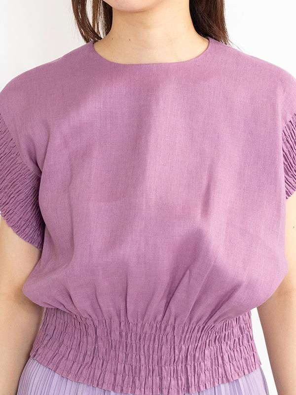 LINEN SHIRRED BLOUSE-リネンシアーブラウス-HYKE（ハイク）通販