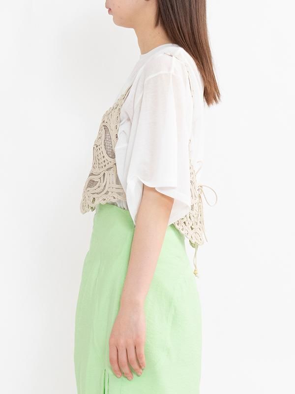 mame Cording Embroidery Vest ecru コード刺繍ベスト エクリュ