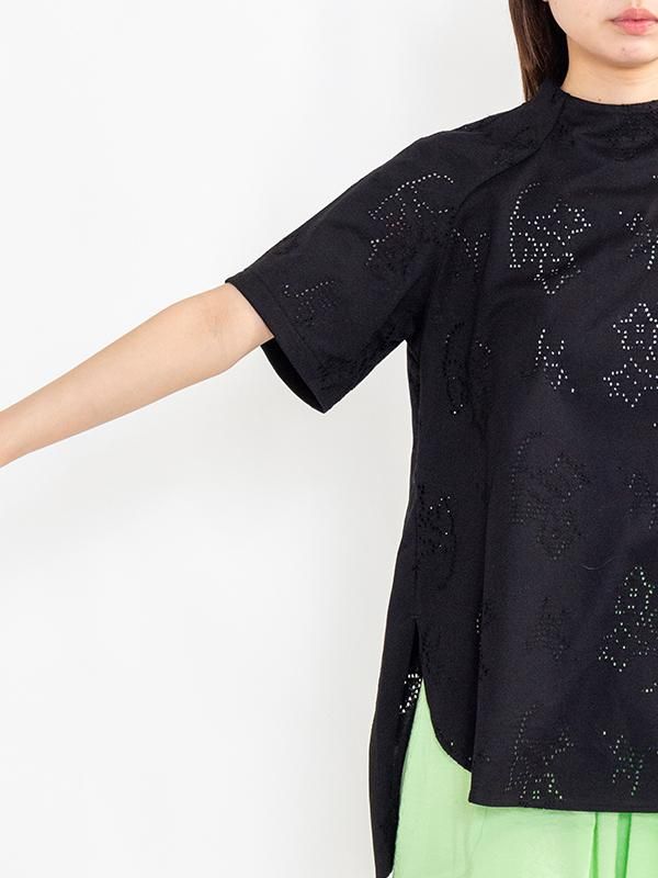 Eyelet Jersey Jacquard Top-アイレットジャージジャガード