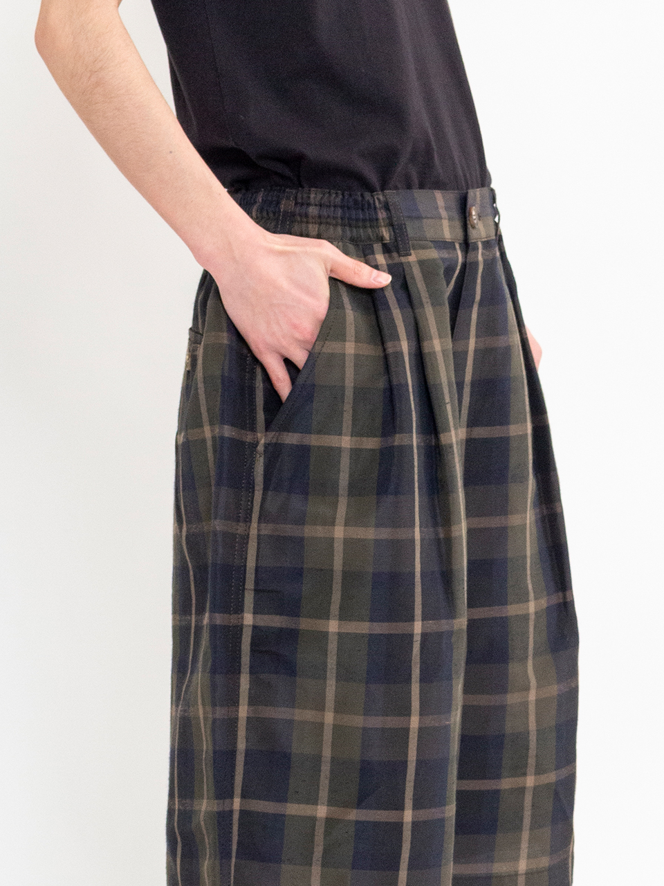 Ester linen weather check shorts-エステルリネンウェザー