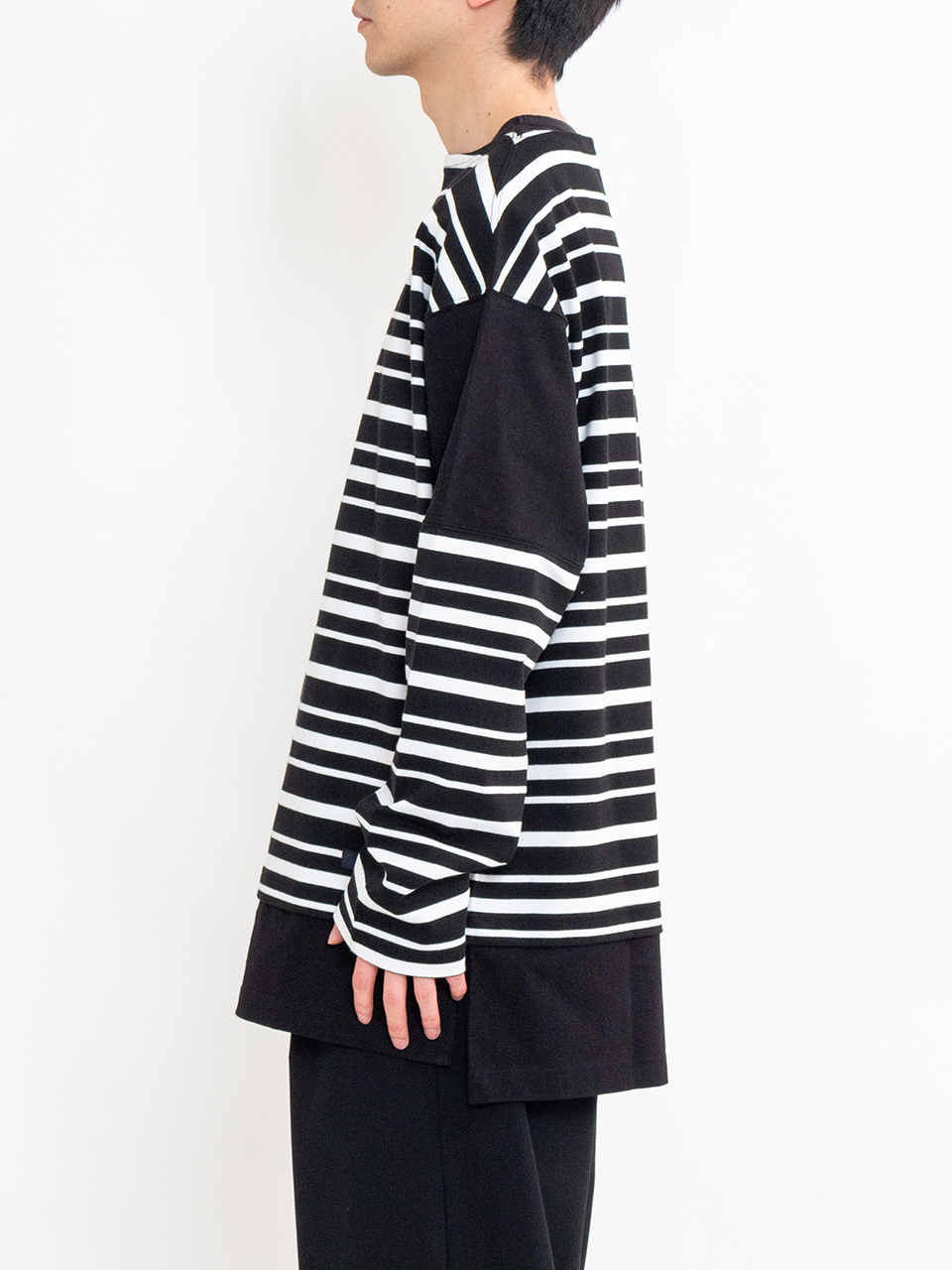 Cotton jersey striped long sleeve T-shirt-コットンジャージ