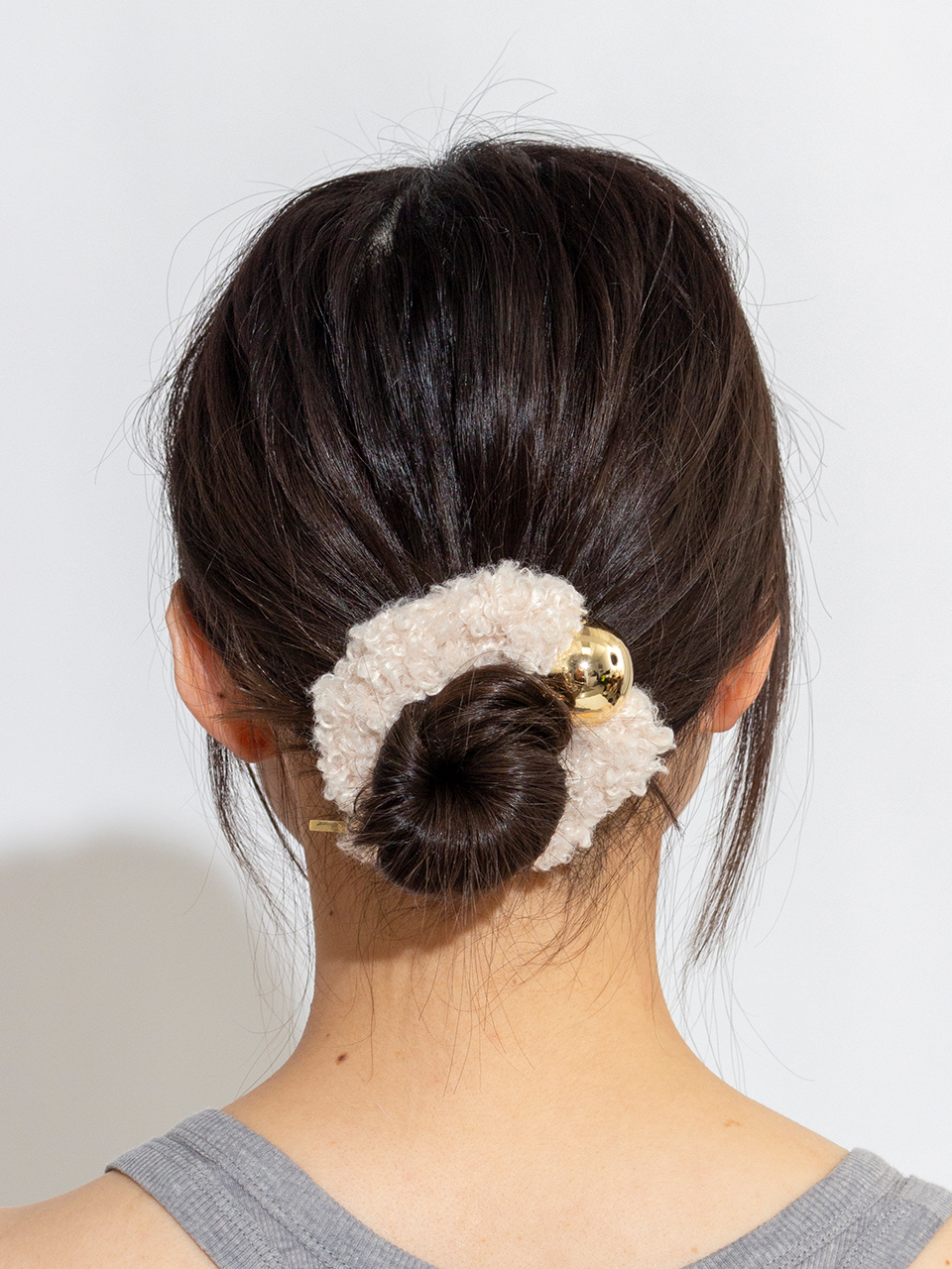 ヘアアクセサリー heyep  l Ball Scrunchie Metal Ball Leather Style Scrunchie-メタルボールレザー