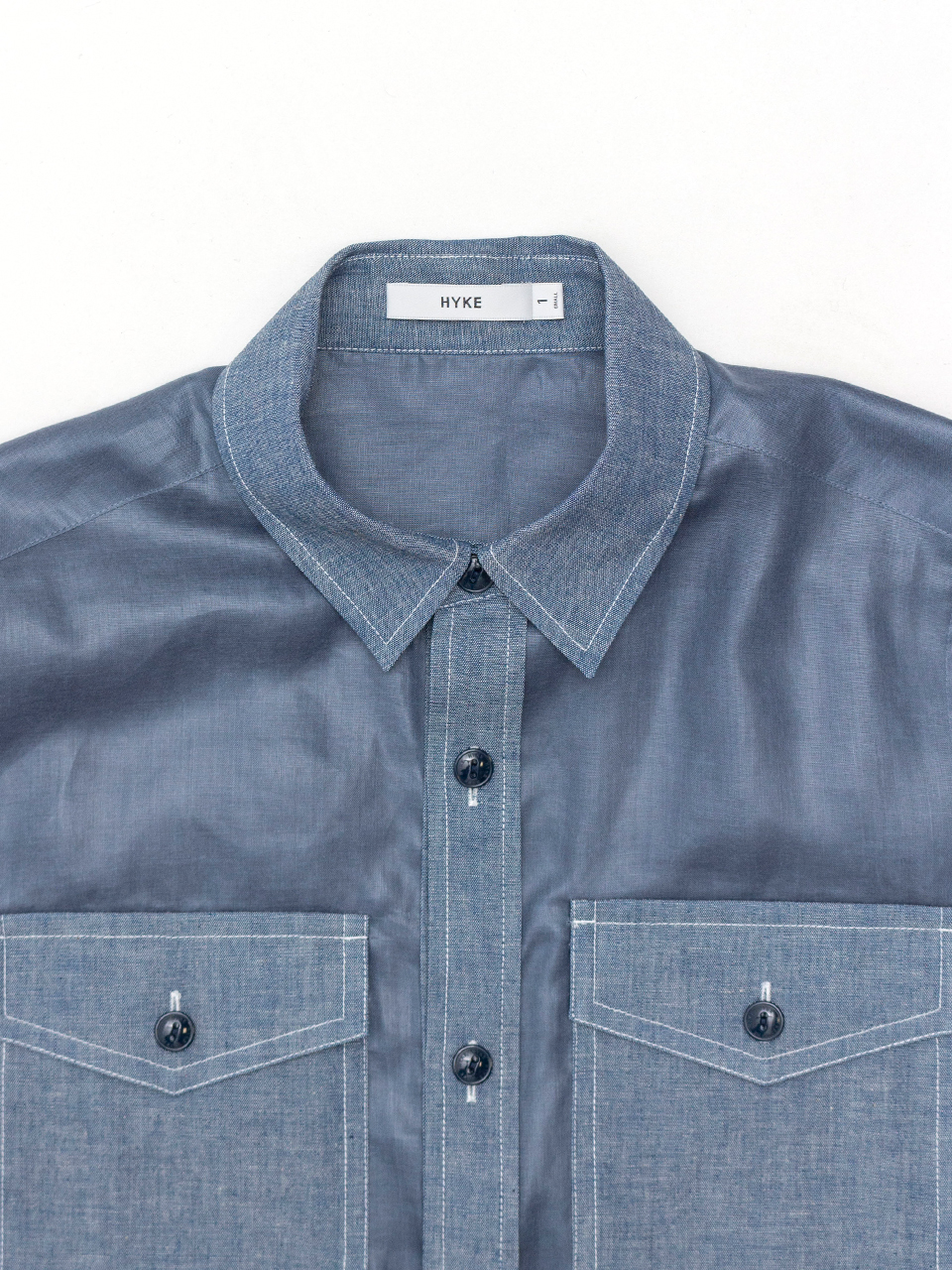 SHEER CHAMBRAY SHIRT-シアーシャンブレーシャツ-HYKE（ハイク