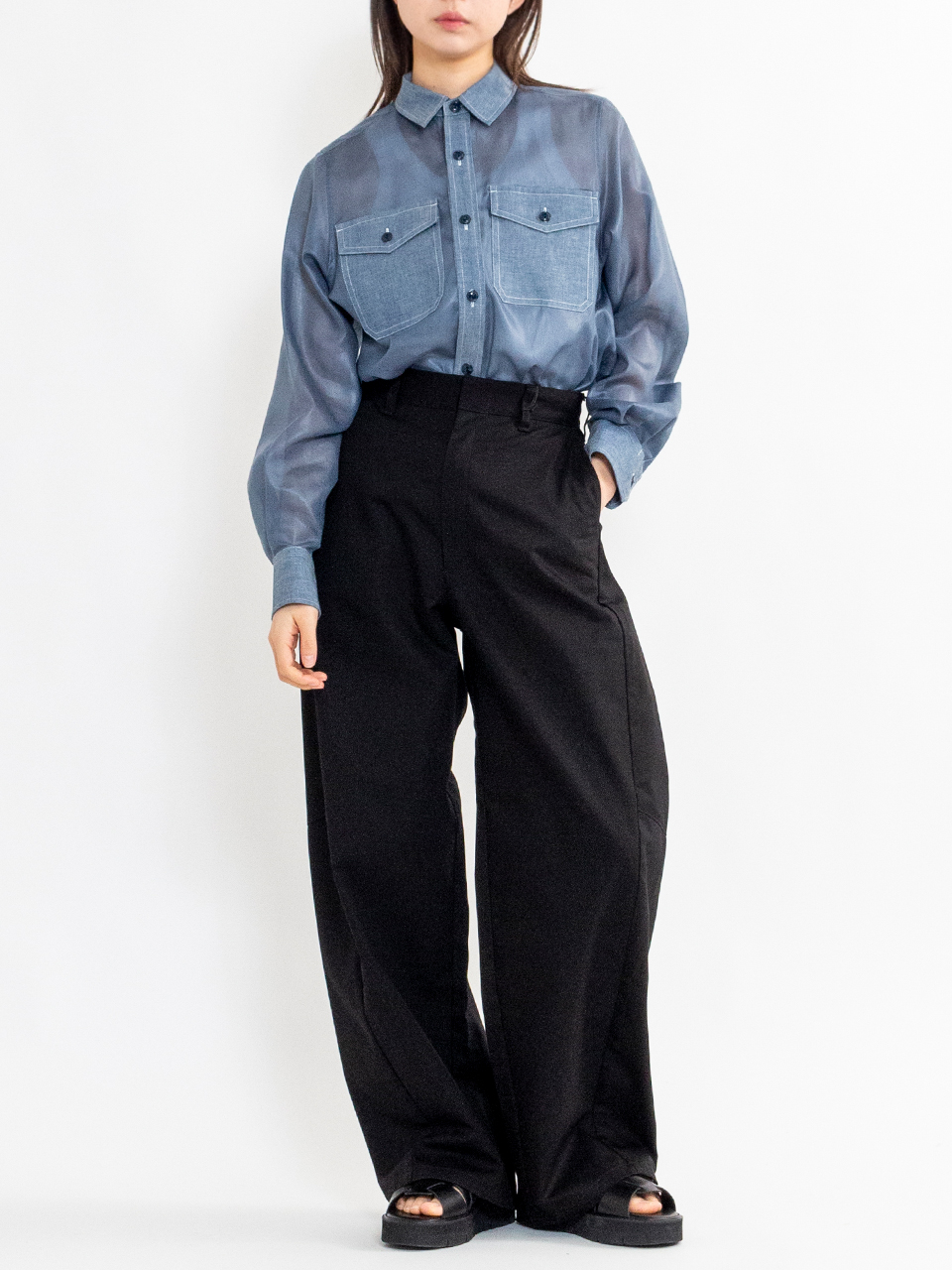 SHEER CHAMBRAY SHIRT-シアーシャンブレーシャツ-HYKE（ハイク