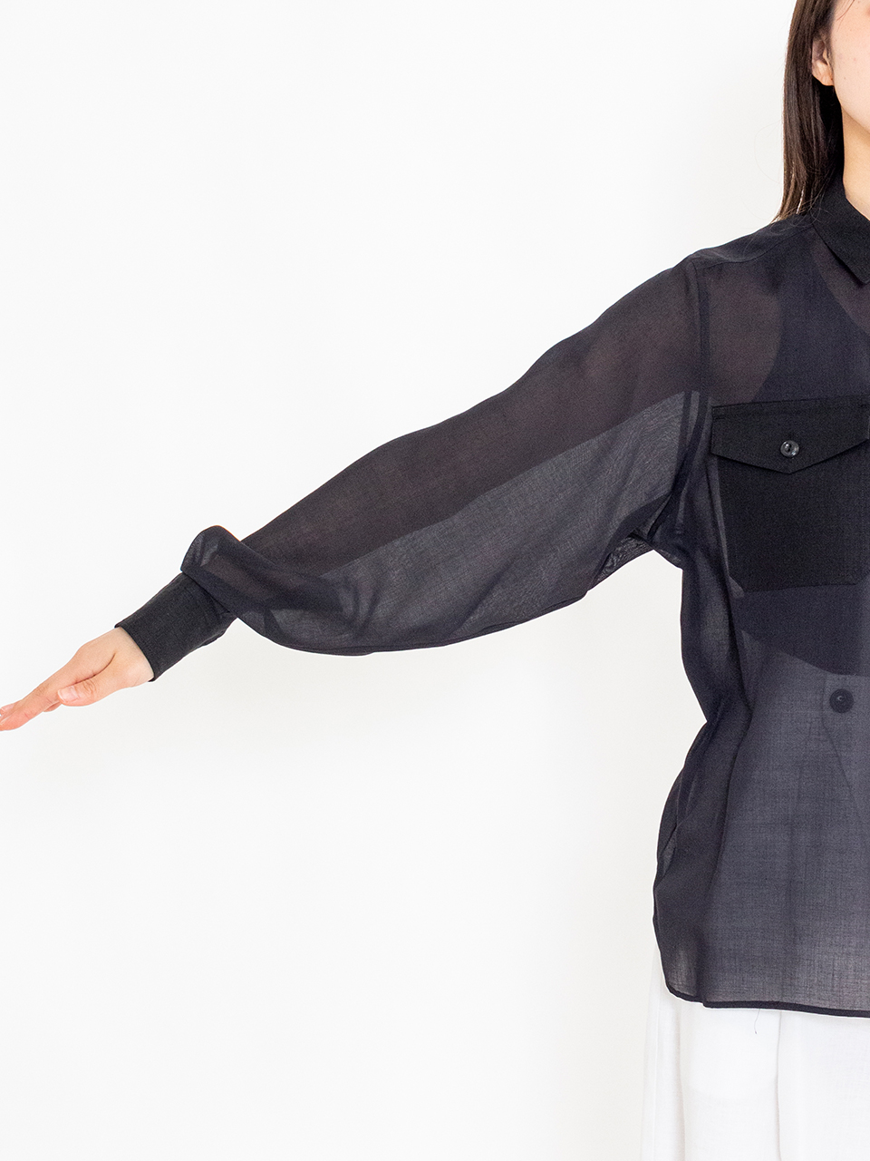 SHEER TWILL SHIRT-シアーツイルシャツ-HYKE（ハイク）通販| st