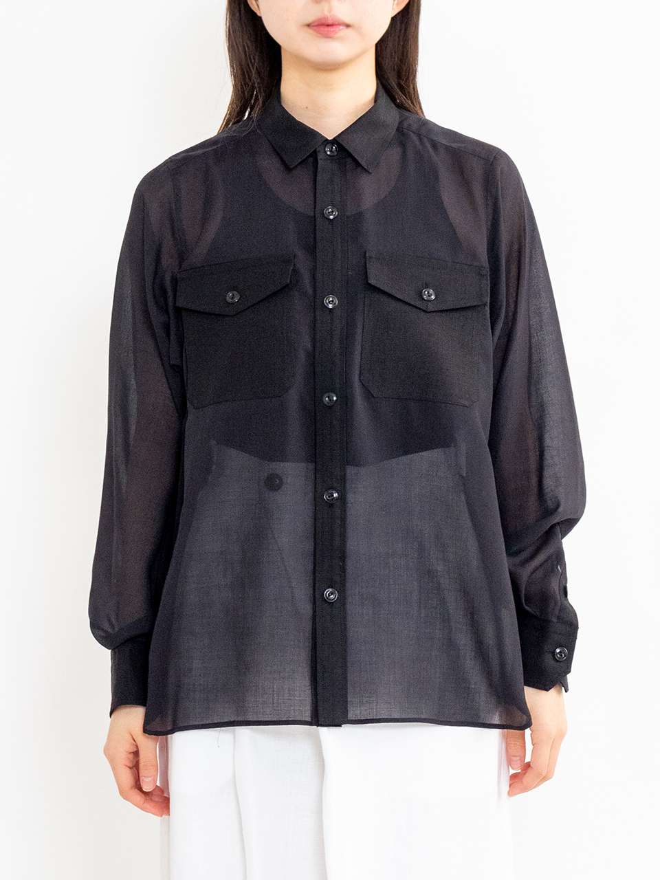 SHEER TWILL SHIRT-シアーツイルシャツ-HYKE（ハイク）通販| st