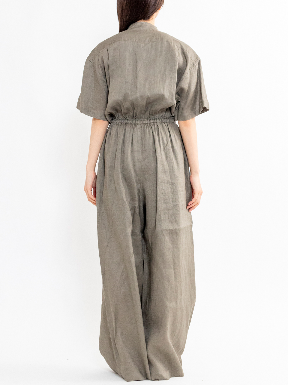LINEN JUMPSUIT (SHORT SLEEVE)-リネンジャンプスーツ（ショート