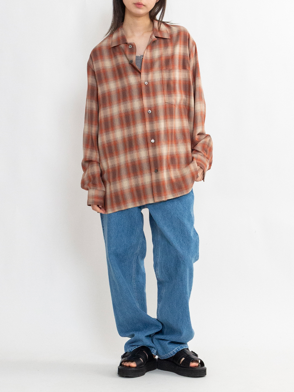 Rayon check shirt -レーヨンチェックシャツ-Ernie Palo