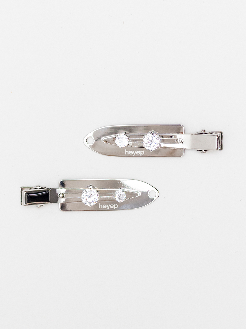 Rhinestone Flat Hair Clips 2 Piece Set-ラインストーン