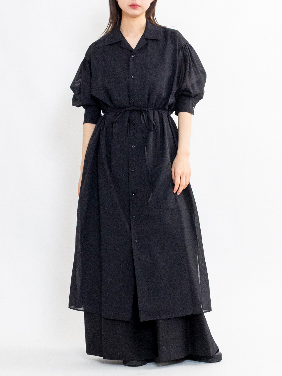 注目■HYKE■大人気 T/W VOILバルーンスリーブドレス 国内発送 注目□HYKE□大人気 T/W VOILバルーンスリーブドレス 国内発送