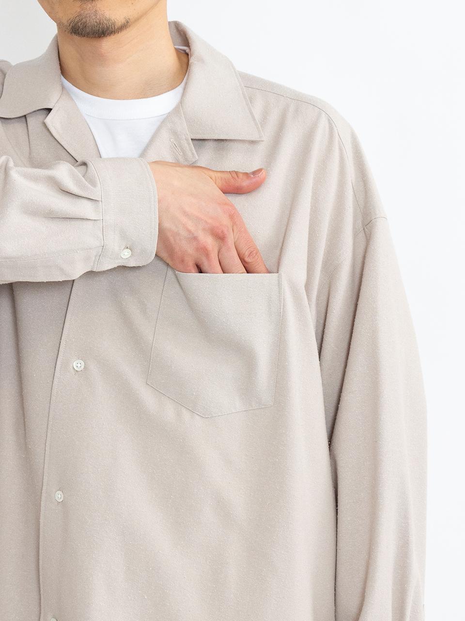 Silk Noil Viscose Sleeping Shirt-シルクノイルビスコース Silk Noil Viscose Sleeping Shirt-シルクノイルビスコース