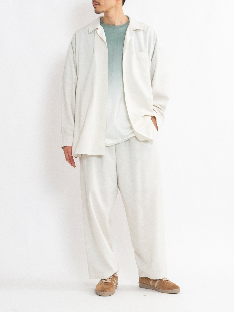 Silk Noil Viscose Sleeping Shirt-シルクノイルビスコース Silk Noil Viscose Sleeping Shirt-シルクノイルビスコース