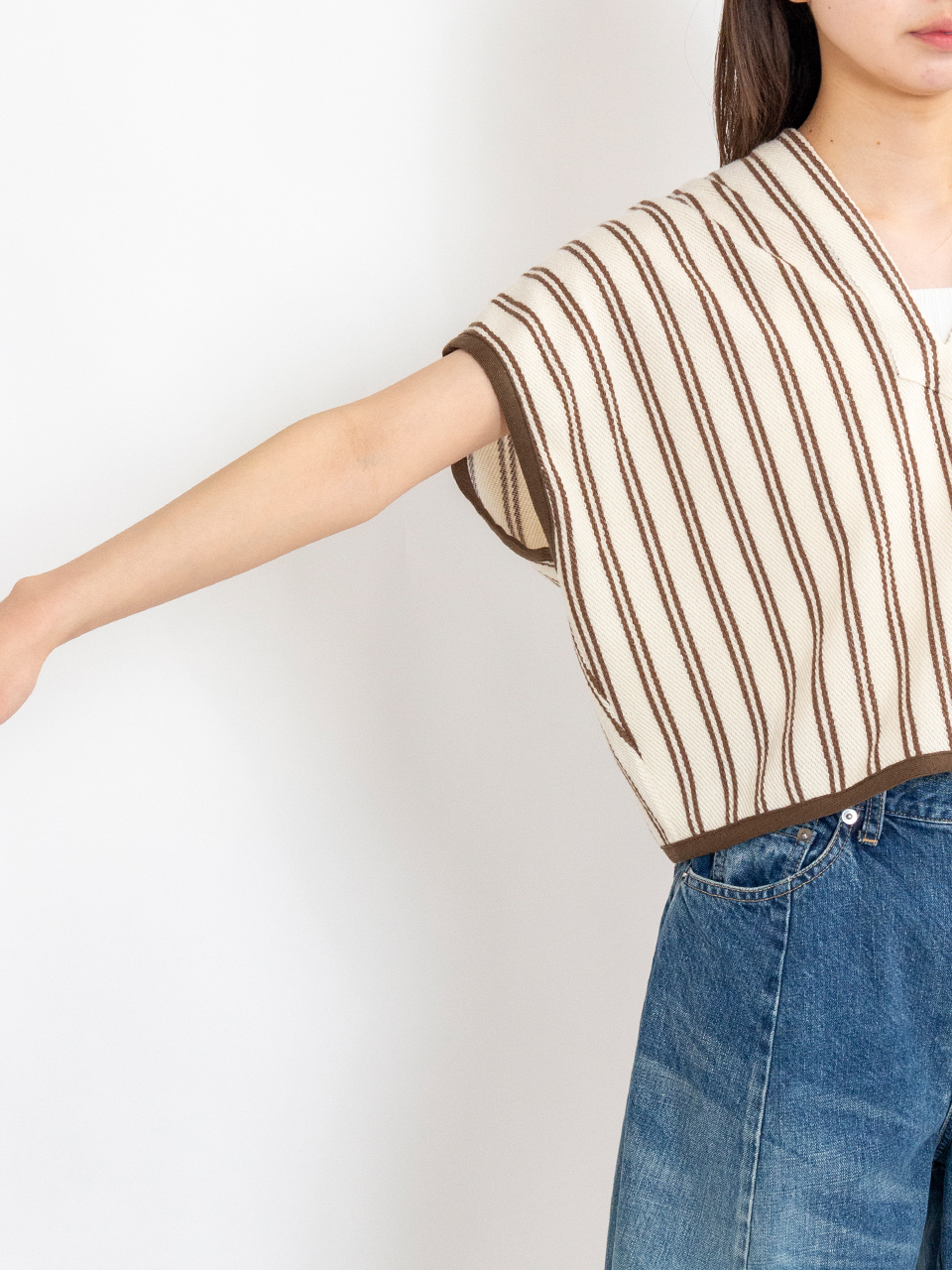 Cotton inray stripe short tops-コットンイナリーストライプ