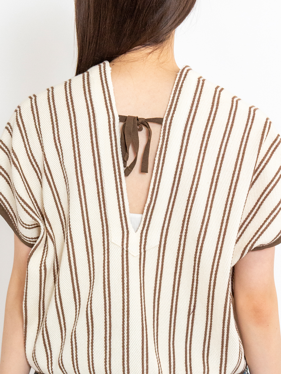 Cotton inray stripe short tops-コットンイナリーストライプ