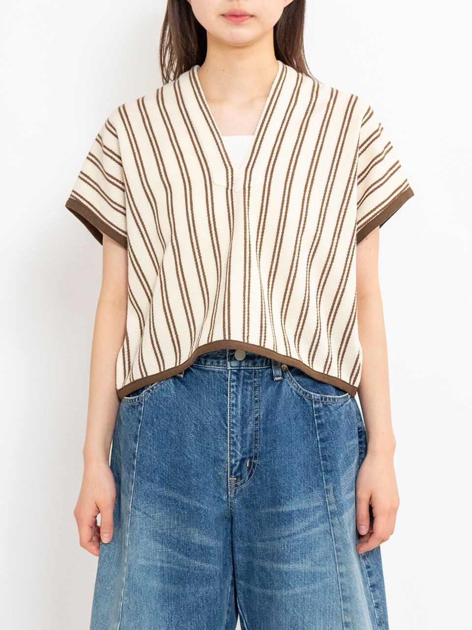 Cotton inray stripe short tops-コットンイナリーストライプ