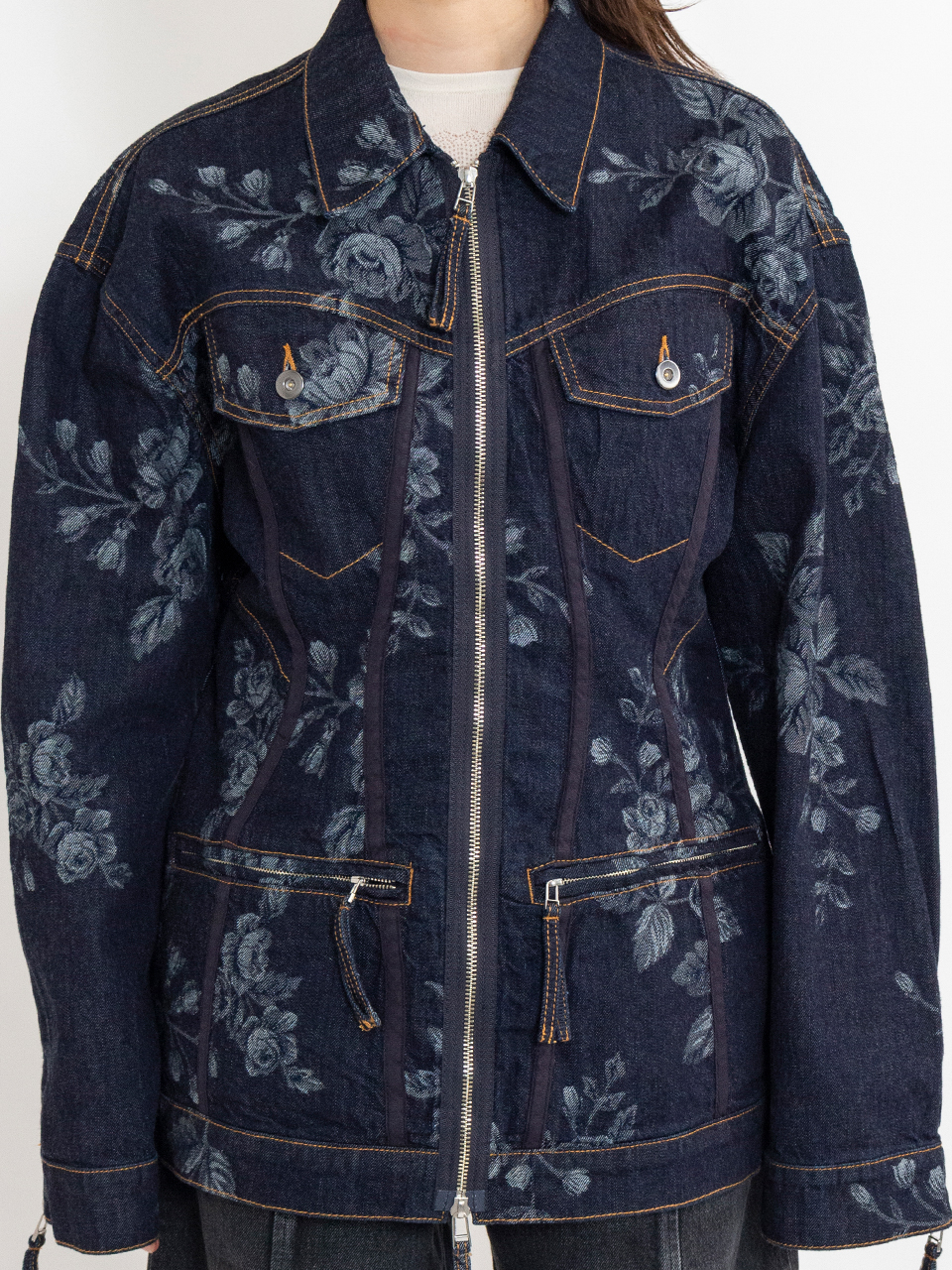 ROSE DENIM ZIP UP JACKET-ローズデニムジップアップジャケット ROSE DENIM ZIP UP JACKET-ローズデニムジップアップジャケット