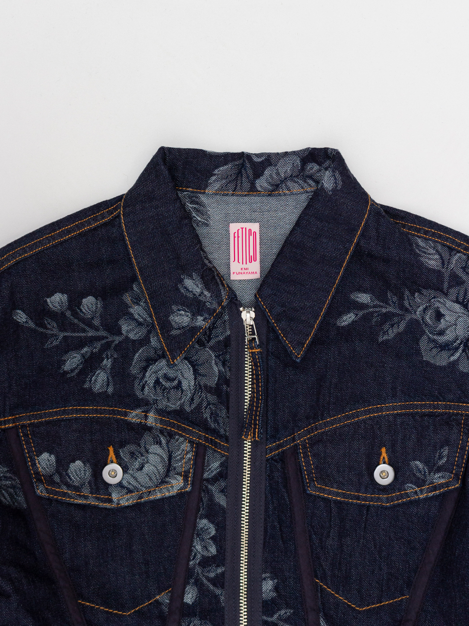 ROSE DENIM ZIP UP JACKET-ローズデニムジップアップジャケット ROSE DENIM ZIP UP JACKET-ローズデニムジップアップジャケット