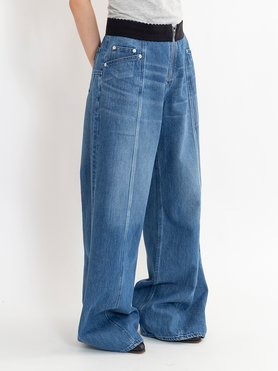コットンデニム marka - 【ラスト1点-サイズ3】 WIDE LEG JEANS - USED WASHED