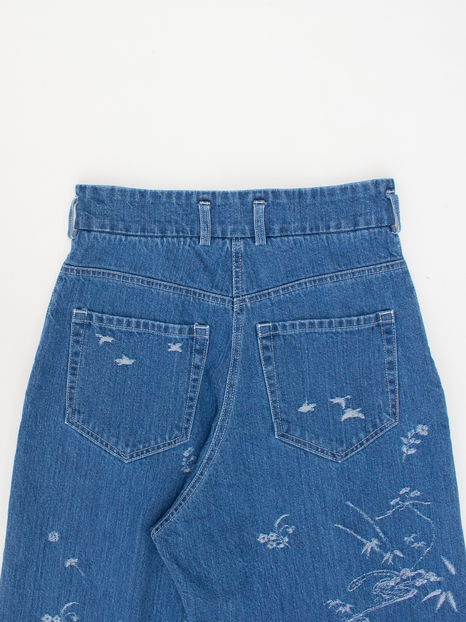 Nature Pattern Jacquard Wide Leg Jeans-ネイチャーパターン