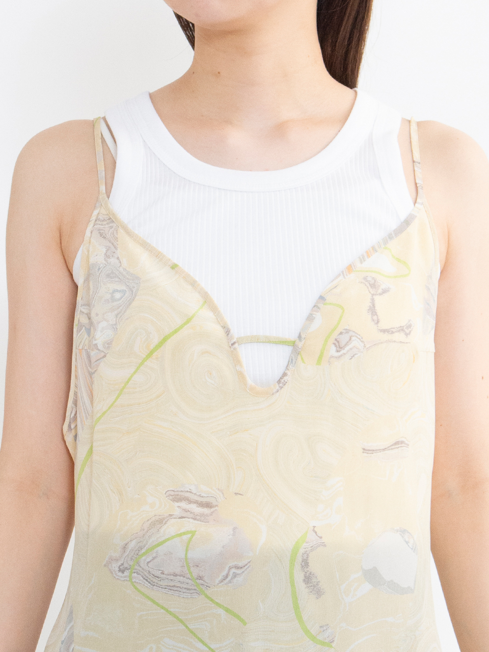 完売前に☆ [Mame Kurogouchi] シルク キャミソール ドレス Marble Print Silk Camisole Dress-マーブルプリントシルク