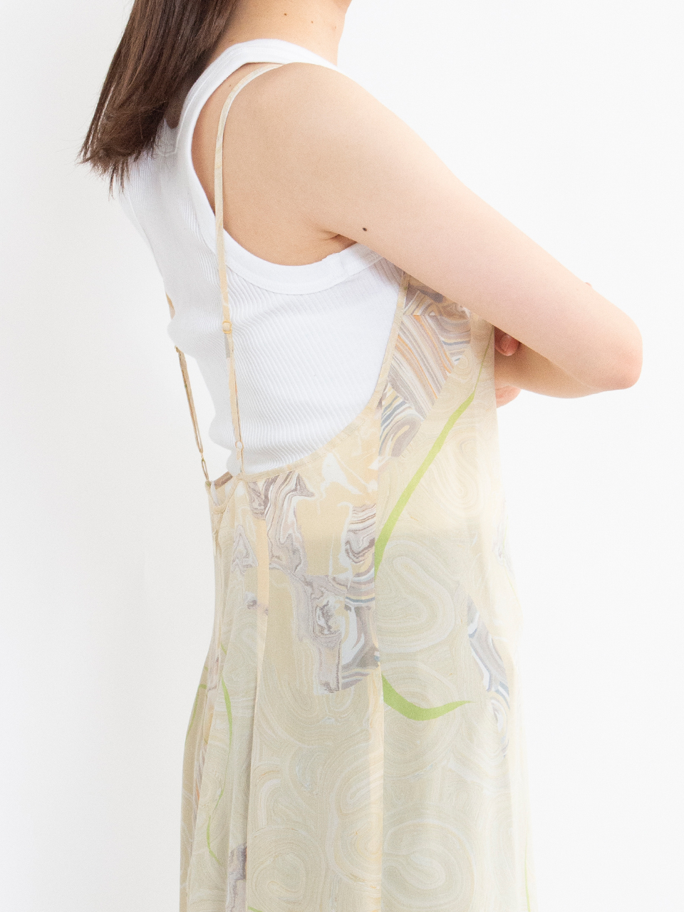 完売前に☆ [Mame Kurogouchi] シルク キャミソール ドレス Marble Print Silk Camisole Dress-マーブルプリントシルク