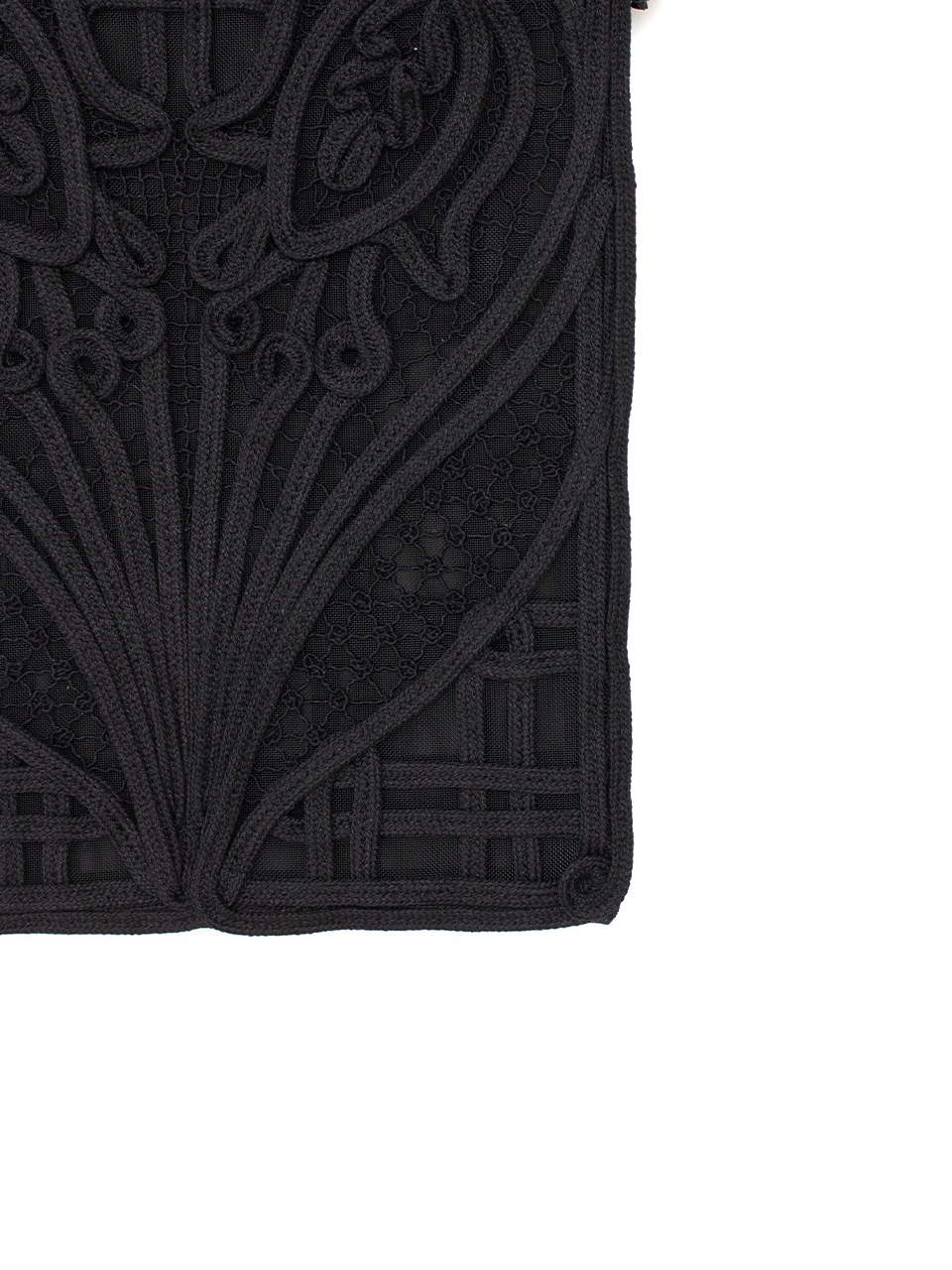 Cording Embroidery Pouch With Leater Strap-コーデイング