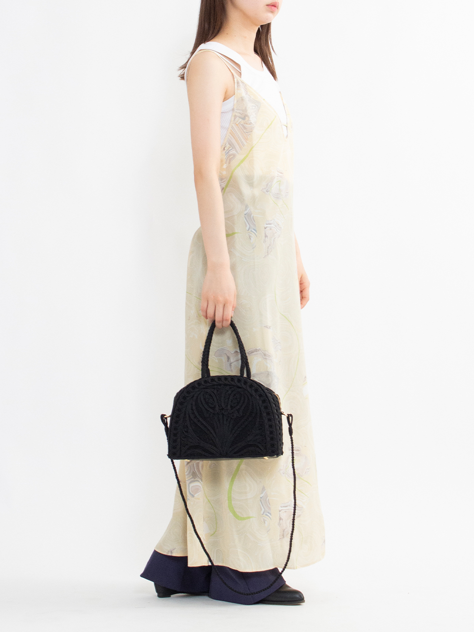 Cording Embroidery Demi Lune Hand Bag-コーデイングエンブロイ Cording Embroidery Demi Lune Hand Bag-コーデイングエンブロイ