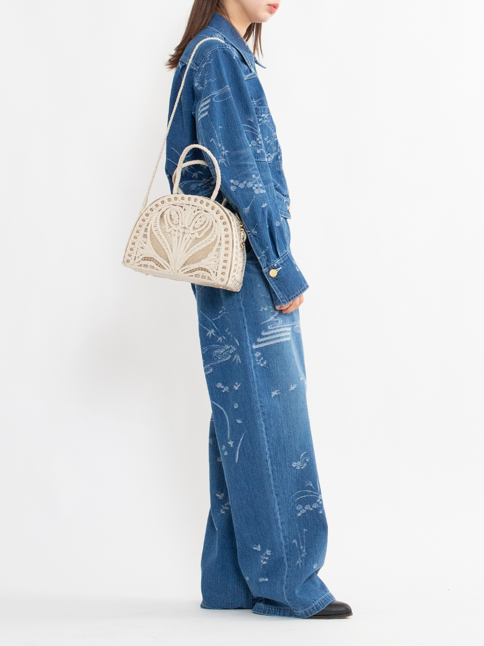 Cording Embroidery Demi Lune Hand Bag-コーデイングエンブロイ