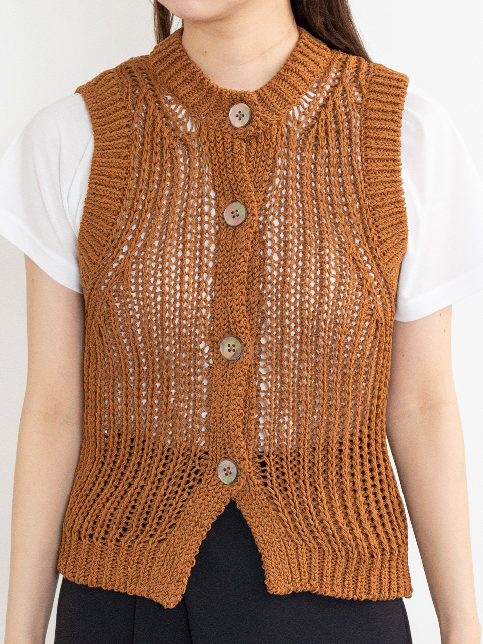 アーニーパロ Ernie Palo 25SS Back Slit Mesh Knit バックオープンメッシュニット EP09FKN01 ブラック サイ ERNIE PALO - Back Slit Mesh Knit (3 COLORS) WASHIDA