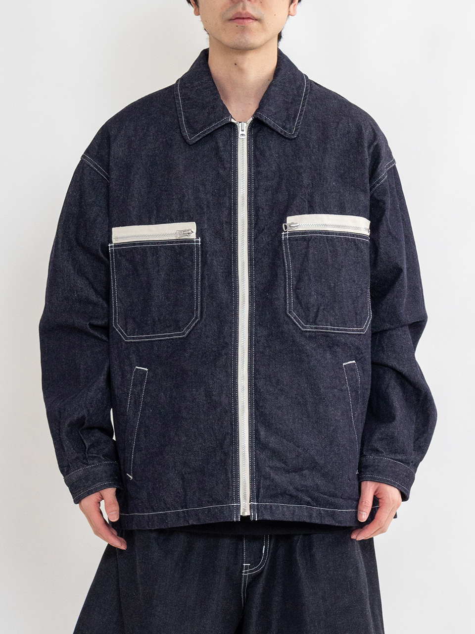 Washed cotton denim blouson-ウォッシュドコットンデニム Washed cotton denim blouson-ウォッシュドコットンデニム