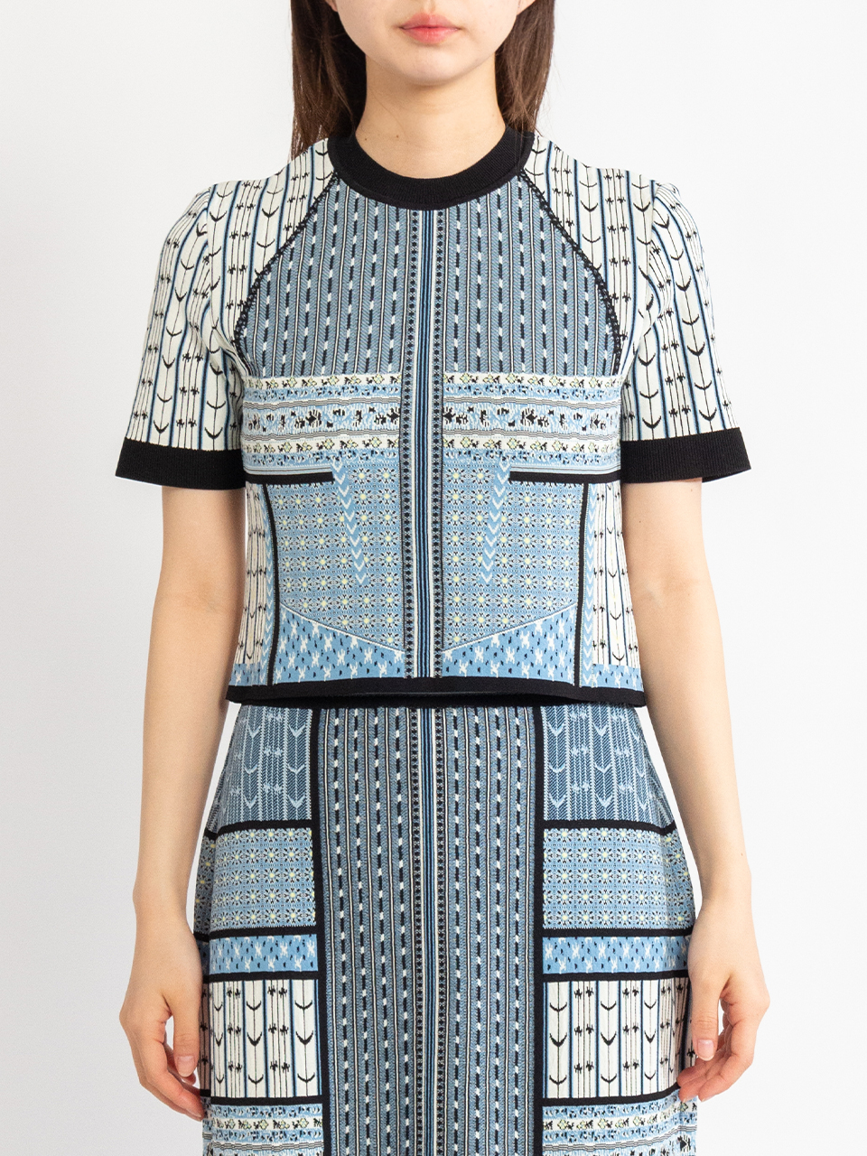 Geometric Pattern Knitted Top-ジオメトリックパターントップ