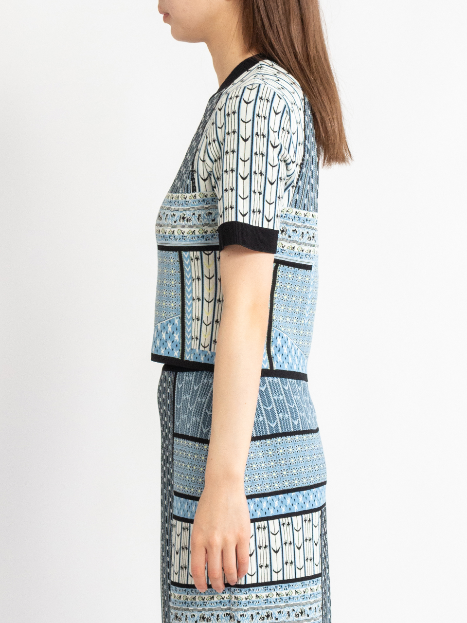 若者に人気のブランド Geometric Pattern Knitted Top-ジオメトリックパターントップ トップス