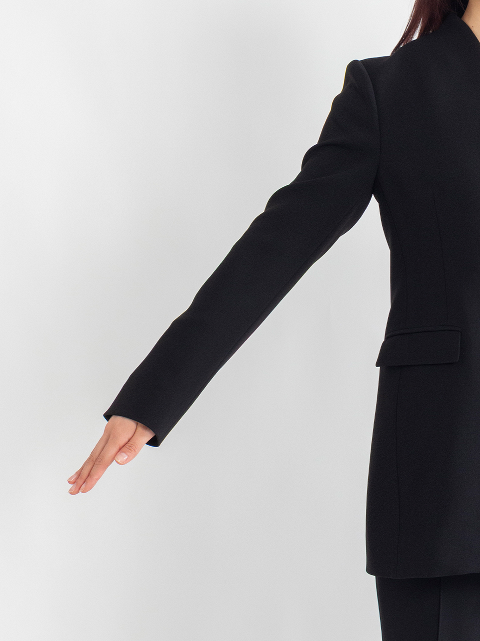 Acetate Polyester Collarless Double Breasted Jacket Acetate Polyester Collarless Double Breasted Jacket