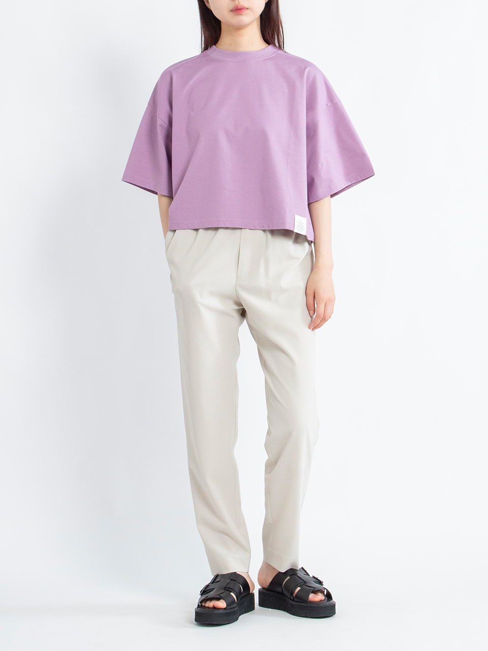 6日まで限定価格 HYKE ハイク☆CROPPED SHORT-SLV TEE CROPPED SHORT-SLV TEE-クロップショートスリーブTシャツ-HYKE