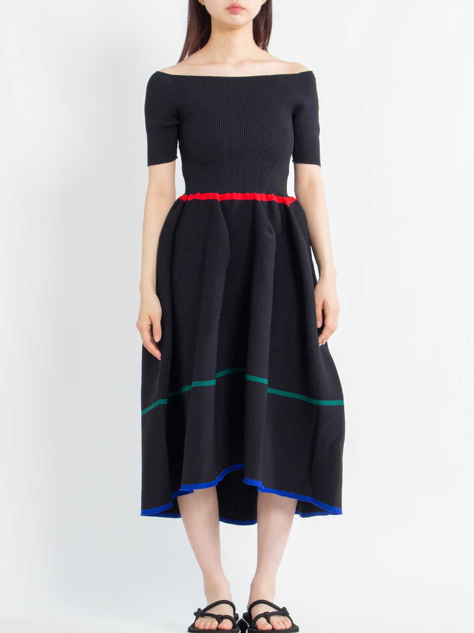 POTTERY HS OFF SHOULDER SHORT SLEEVE DRESS-ポタリーHSオフ