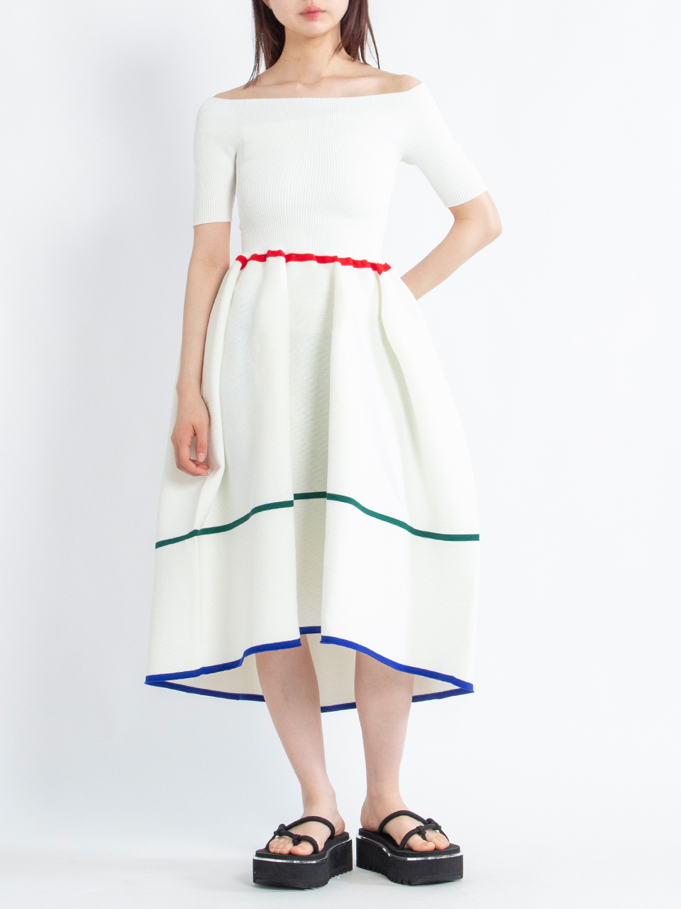 公式の店舗 HS POTTERY OFF DRESS-ポタリーHSオフ SLEEVE SHORT SHOULDER ワンピース