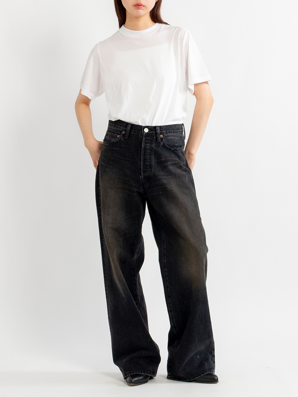 LOOSE DENIM JEANS-ルーズデニムジーンズ-ssstein（シュタイン