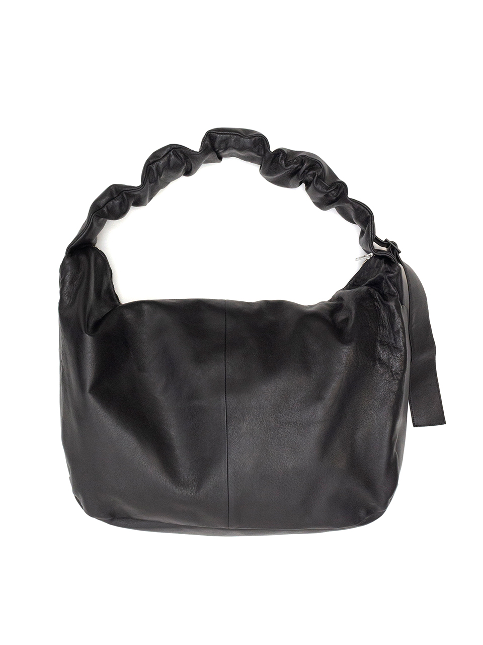 SHIRRING HANDLE LEATHER SHOULDER BAG-シャーリングハンドル