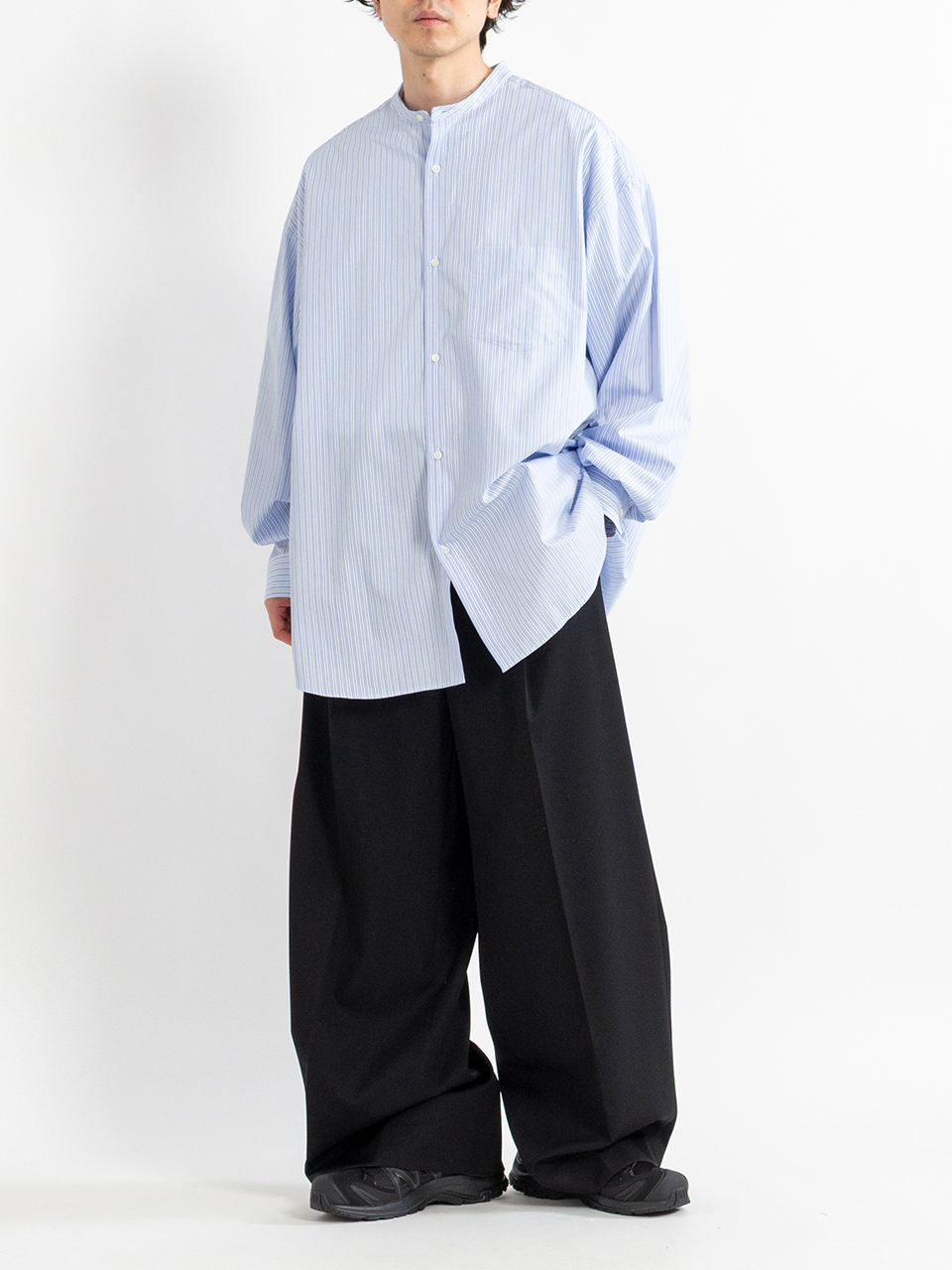 SIDOGRAS L/S Oversized Band Collar Shirt-シドグラスL/S