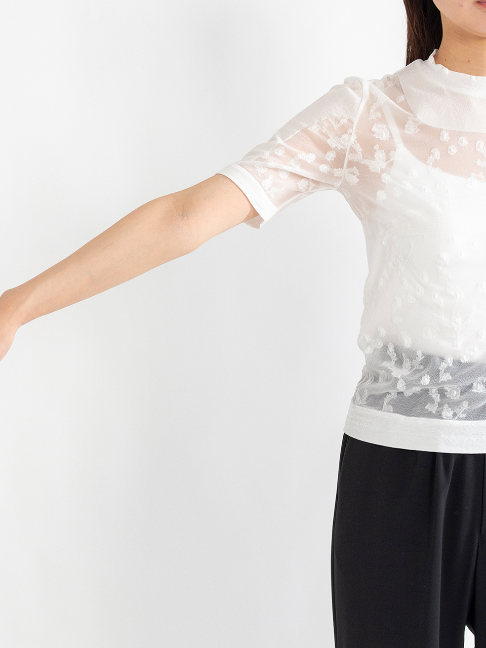 マメクロゴウチ　ニットカットソー mame kurogouchi(マメクロゴウチ) 24SSFloral Pattern Jacquard
