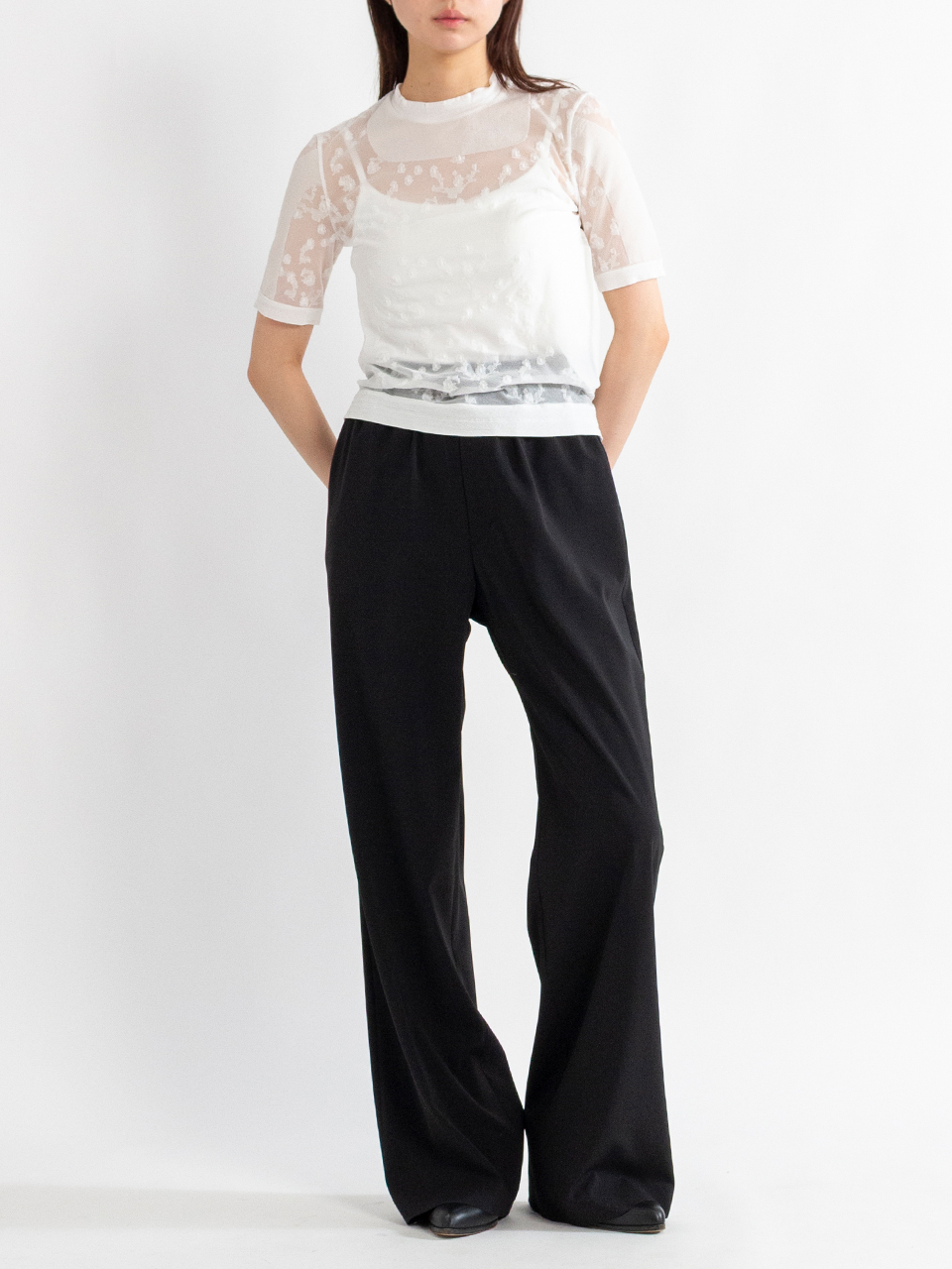 マメクロゴウチ　ニットカットソー mame kurogouchi(マメクロゴウチ) 24SSFloral Pattern Jacquard