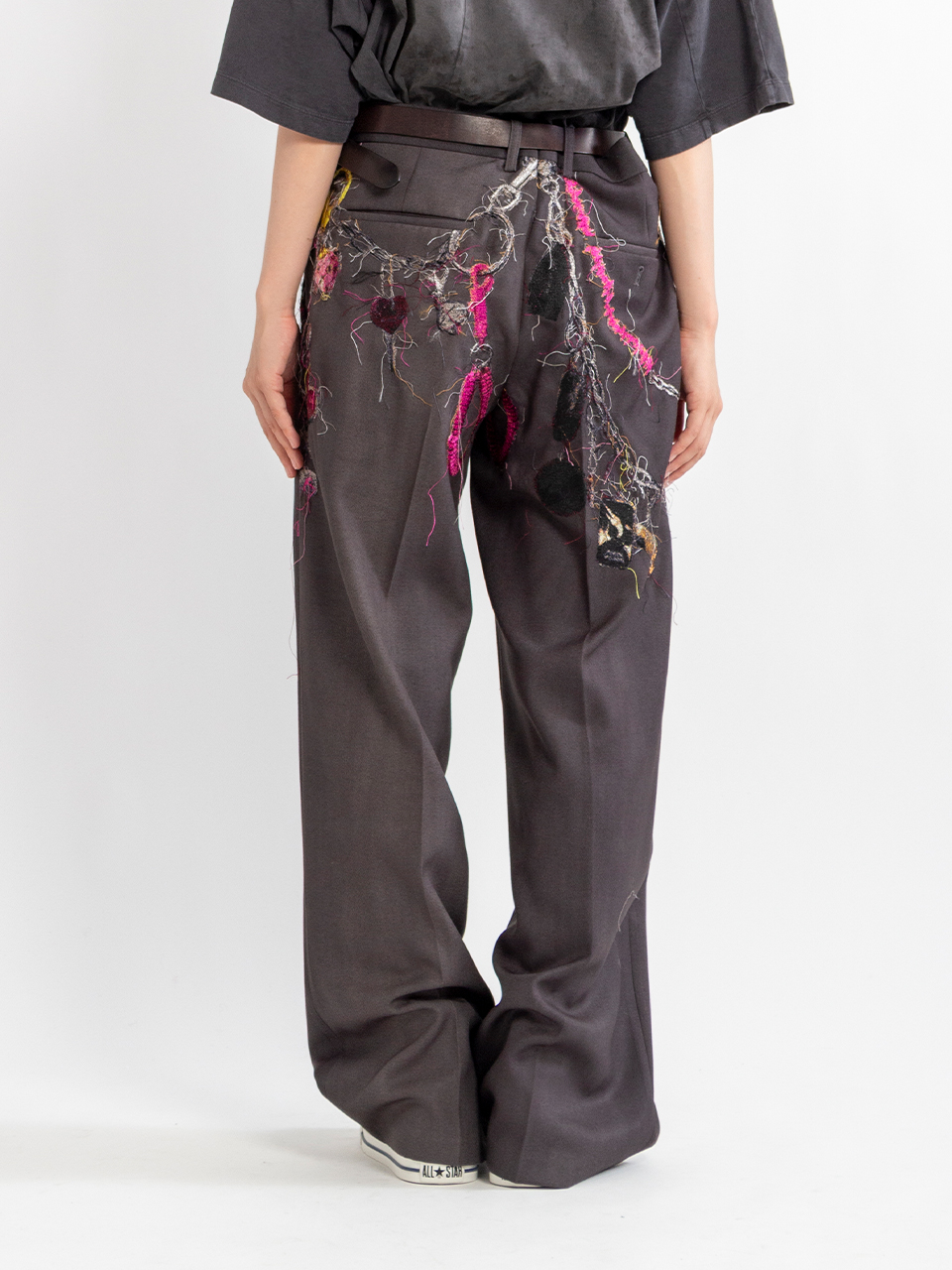 EMBROIDERED CHAIN TAILORED TROUSERS-エンブロイダードチェーン