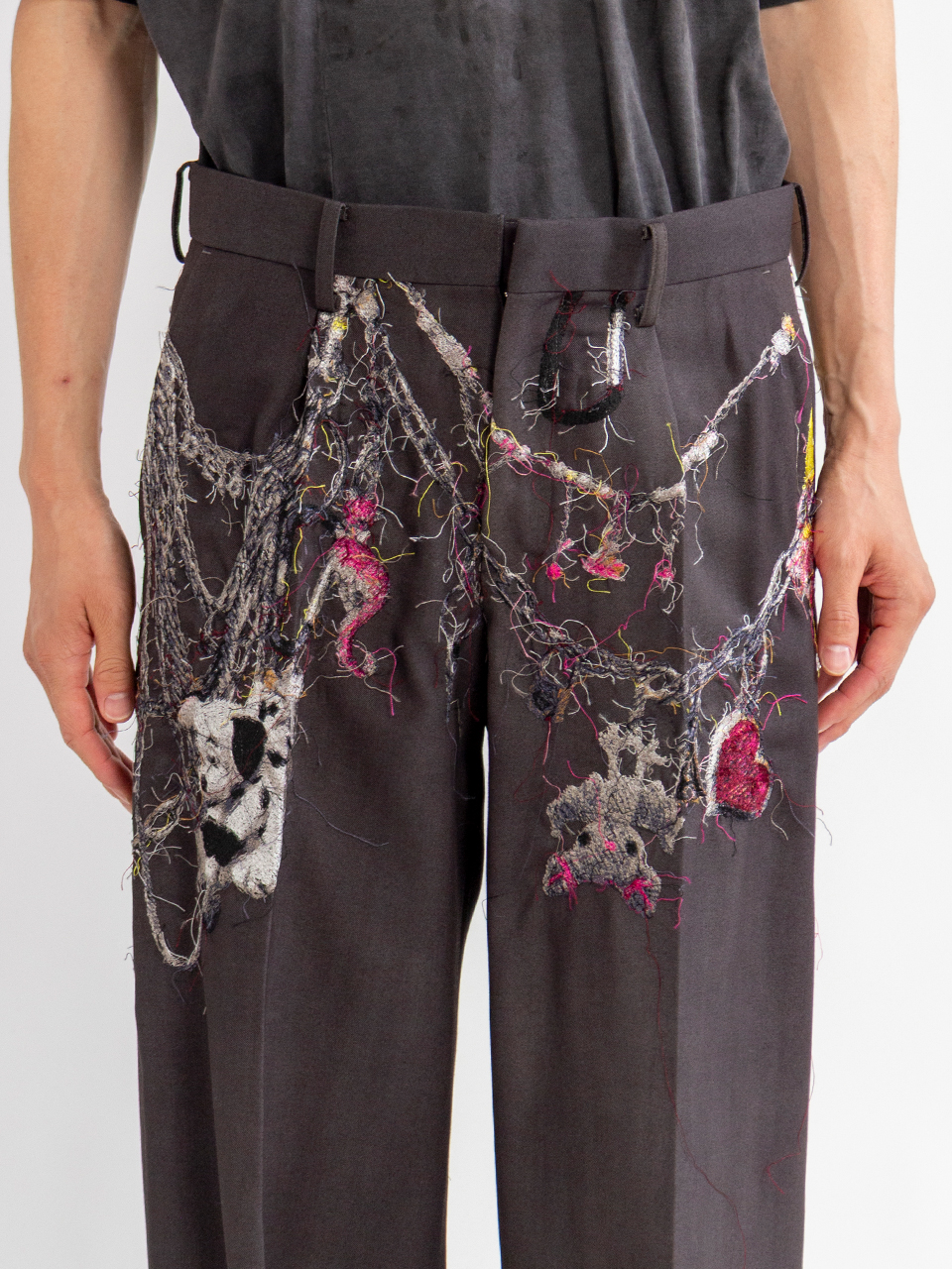 EMBROIDERED CHAIN TAILORED TROUSERS-エンブロイダードチェーン