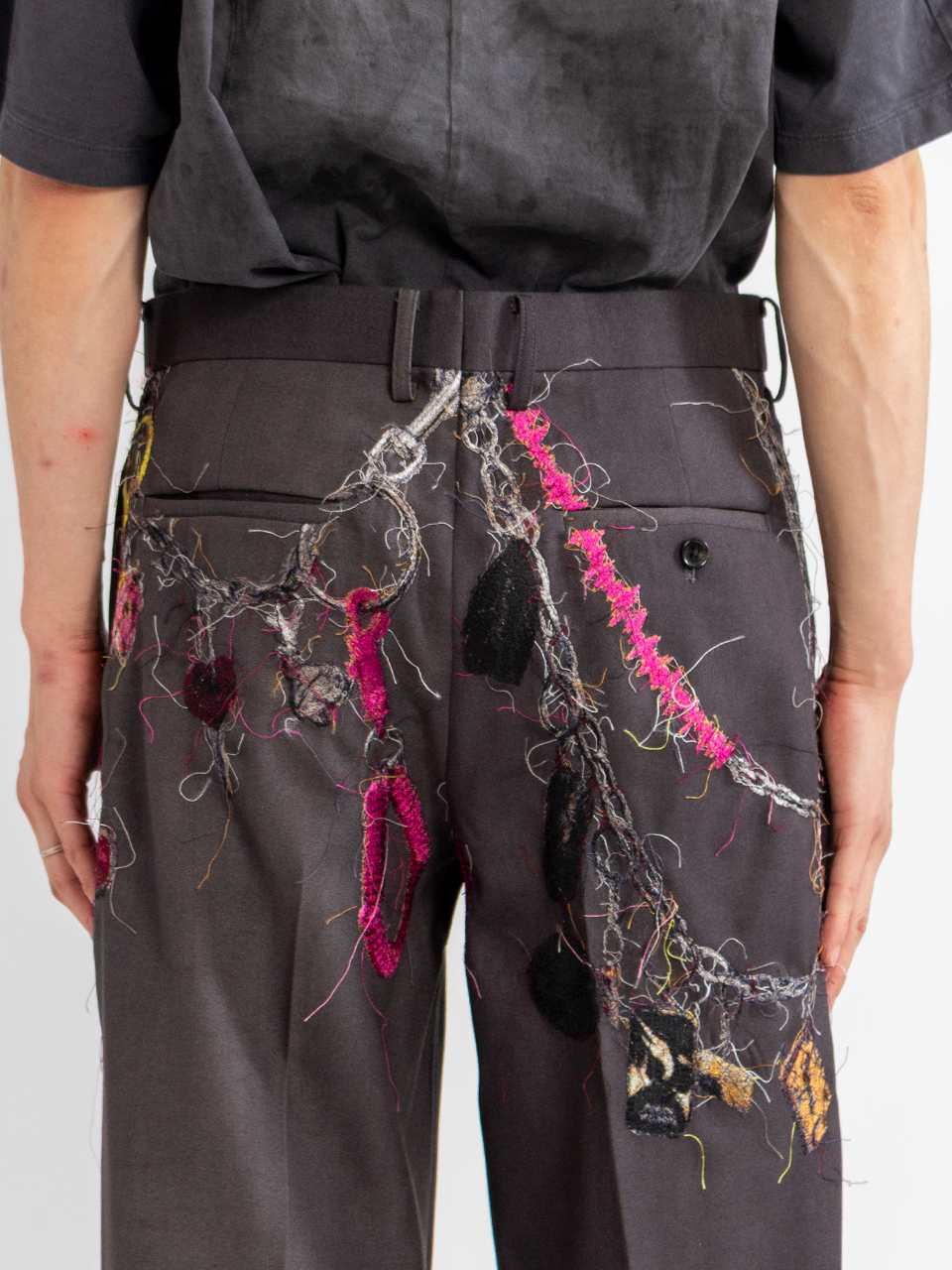 EMBROIDERED CHAIN TAILORED TROUSERS-エンブロイダードチェーン