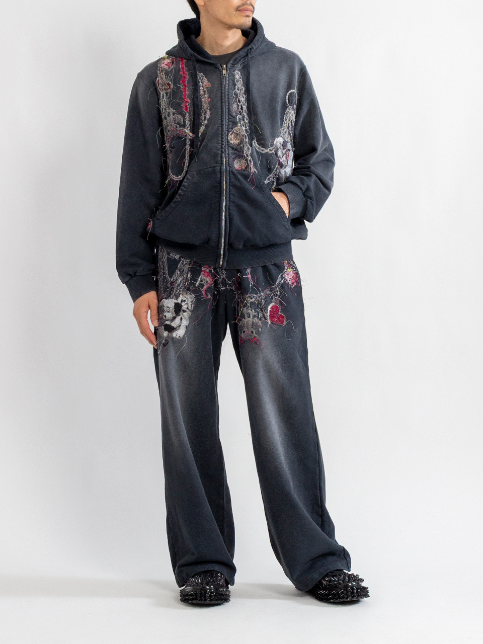 EMBROIDERED CHAIN ZIP-UP HOODIE-エンブロイダードチェーン