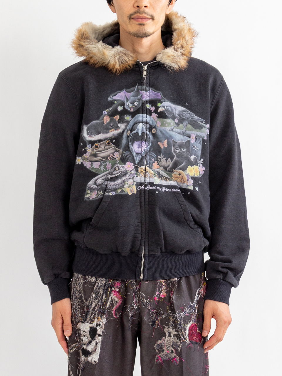 FURRY COLLAR ZIP-UP HOODIE-ファーリーカラージップアップ