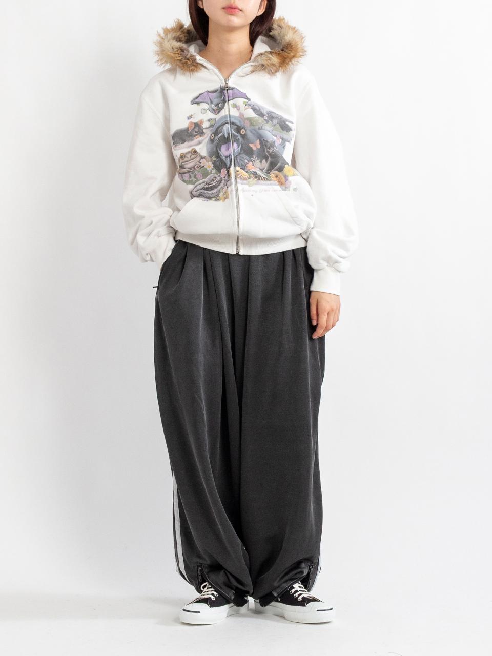 FURRY COLLAR ZIP-UP HOODIE-ファーリーカラージップアップ