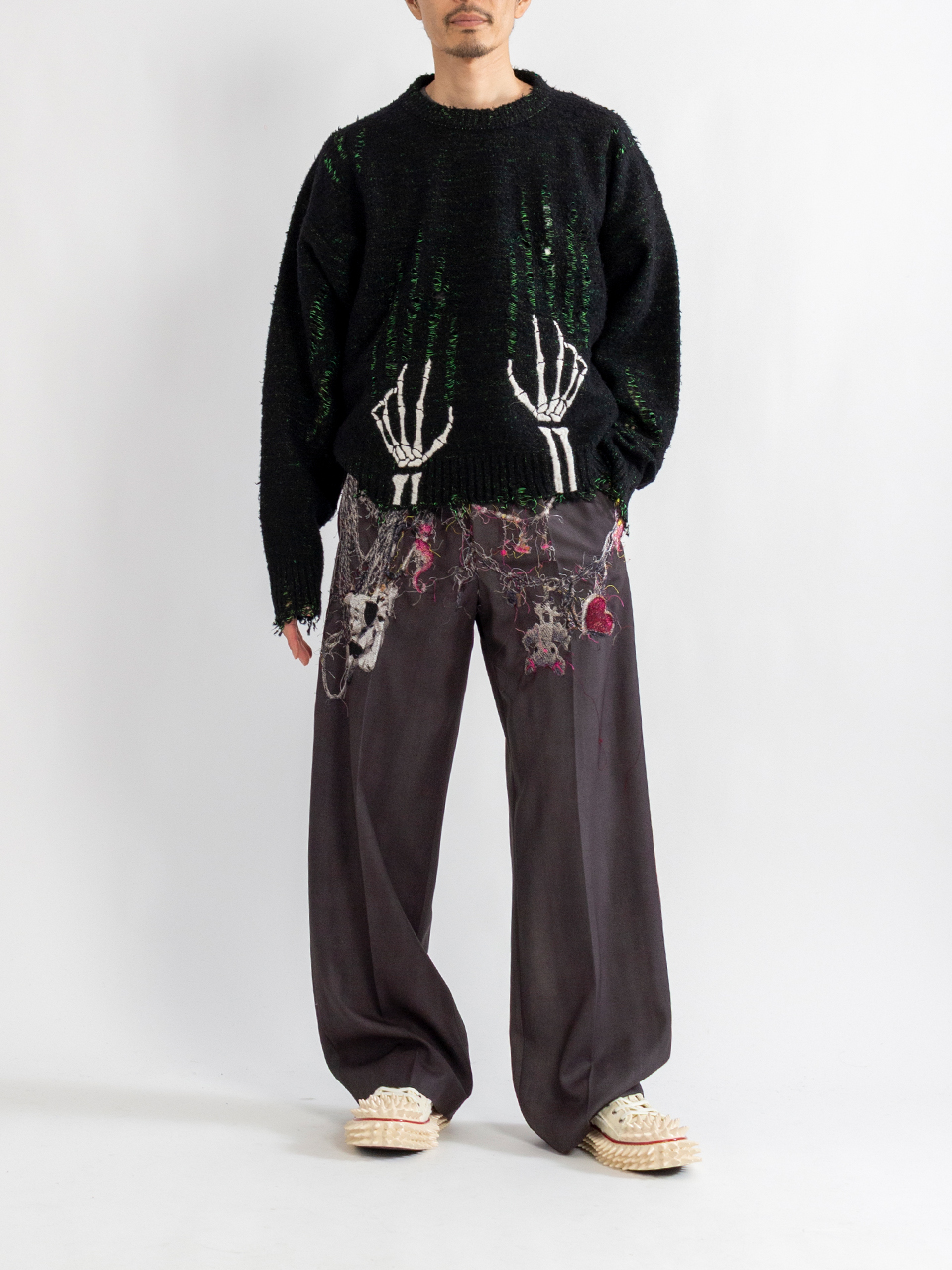 SKELTON SCRATCH KNIT PULLOVER-スケルトンスクラッチニットプル